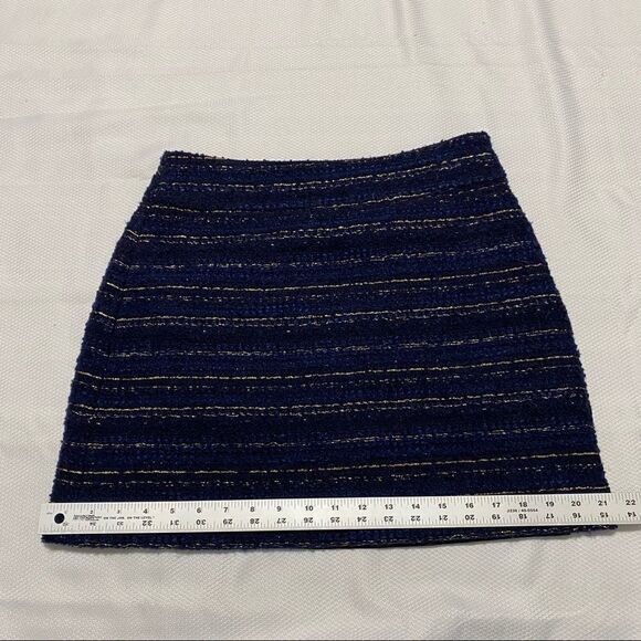 Loft‎ Blue & Gold Tweed Lined Mini Skirt - Picture 5 of 8